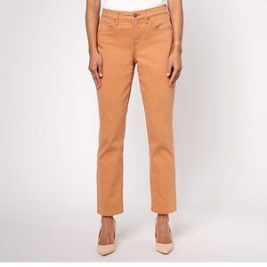 NYDJ Margot Girlfriend Jeans in Rust Brown Cuffed or Uncuffed